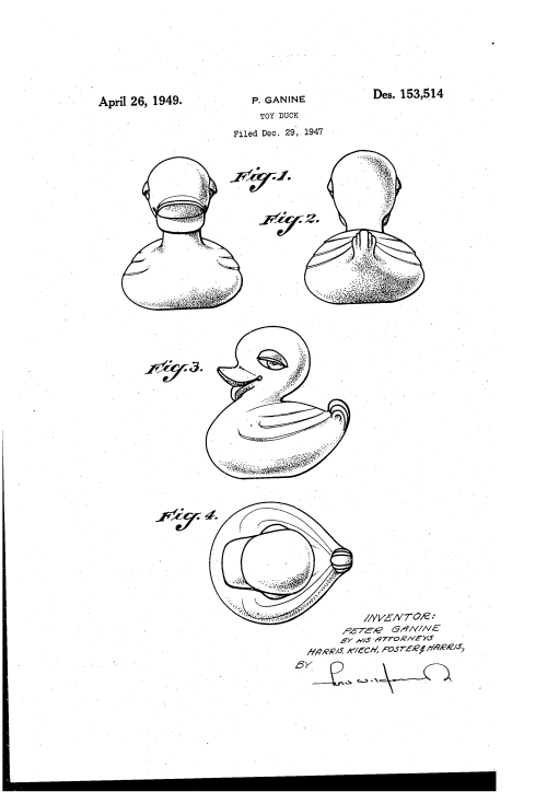 Rubber Ducky Patent USD153514-0 via Google Patents